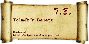 Tolmár Babett névjegykártya